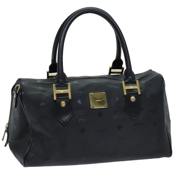 MCM Handbags - MCM Vicetos Logogram Boston Bag Coated Canvas Black Auth tb1091